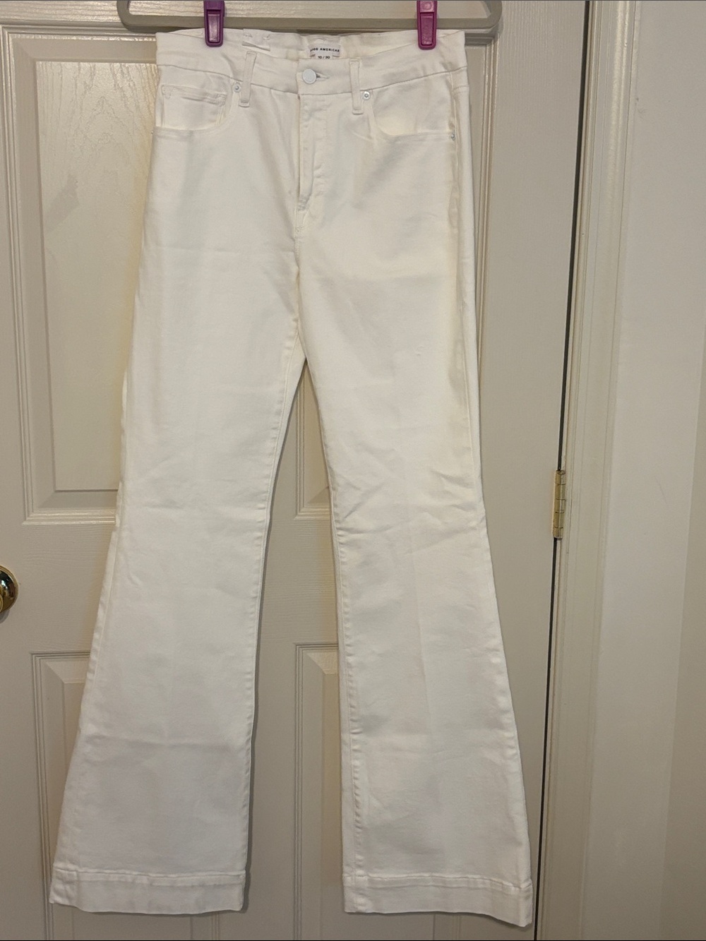 Good American Ivory Good Legs Flare Jeans Size 10/30 34 Inseam